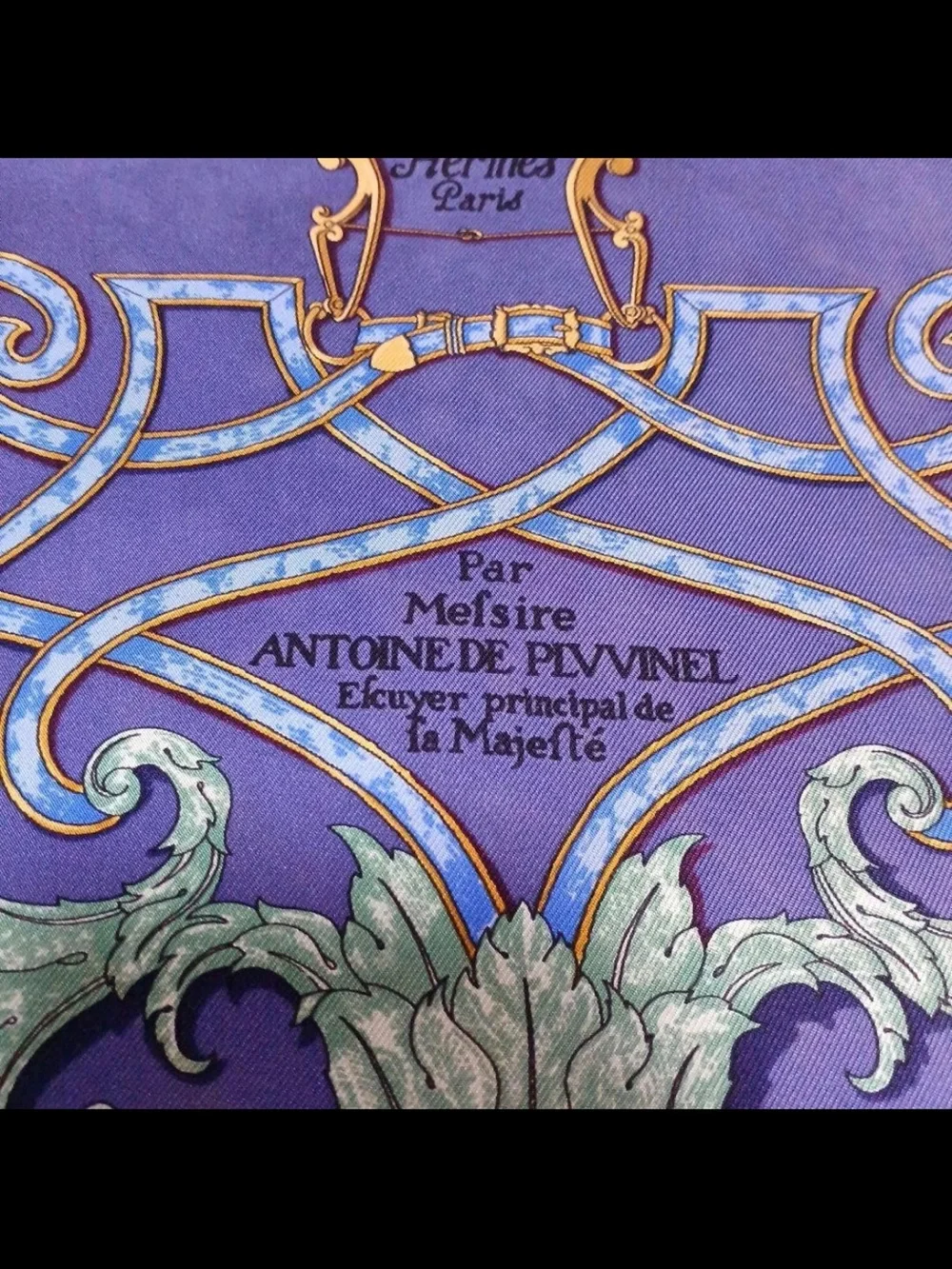 Hermes Pink and Blue Equestrian Motif Silk Scarf
